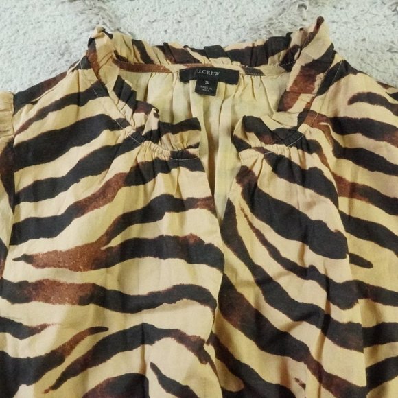 J.Crew Smocked-Waist Cotton Voile Dress in Zebra Stripe Womens Small - Picture 4 of 13